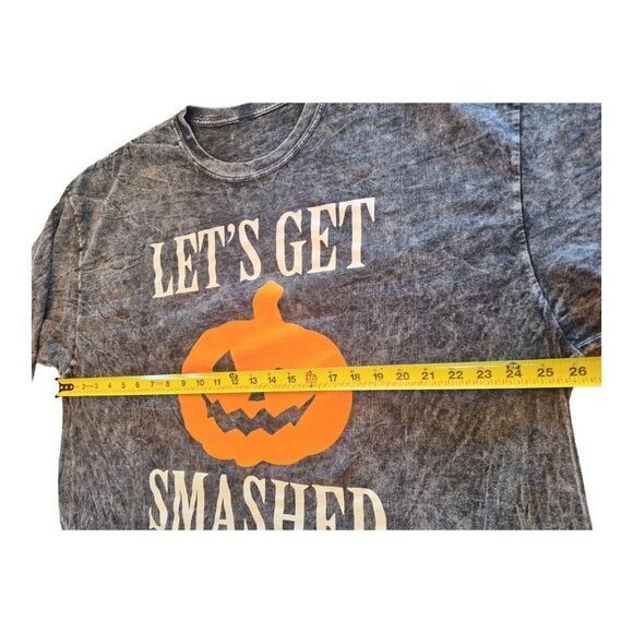 Halloween Let's Get Smashed Pumpkin Long Sleeve Tee Acid Wash Black XXL Unisex - Picture 8 of 11